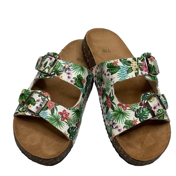 Birkenstock Inspired Two Buckle Garden Style Cork Sandals NEW Size 7/8 Heel 1.5” - Picture 6 of 7